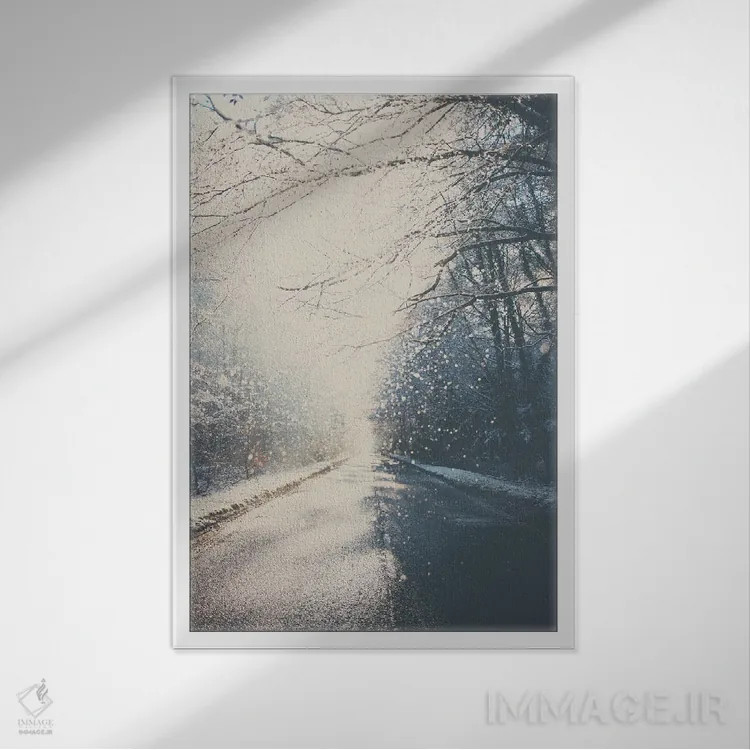 تابلو دکوراتیو رانندگی به سوی خانه برای کریسمس اثر لورا ایوانز - نمای قابدار سفید