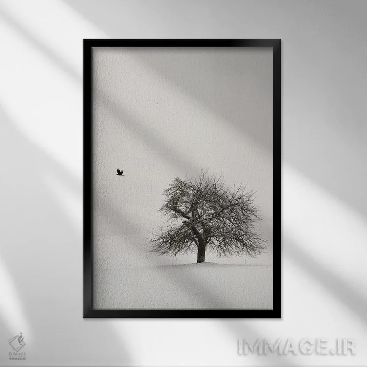 تابلو دکوراتیو درخت گیلاس کهنسال ۲ اثر لنا وایسبک - نمای قابدار مشکی
