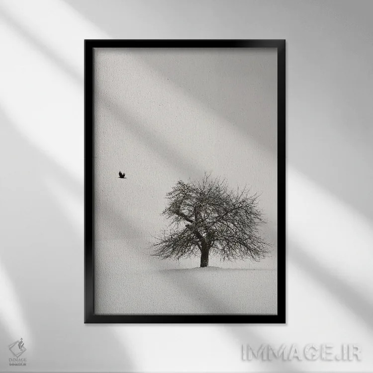 تابلو دکوراتیو درخت گیلاس کهنسال ۲ اثر لنا وایسبک - نمای قابدار مشکی