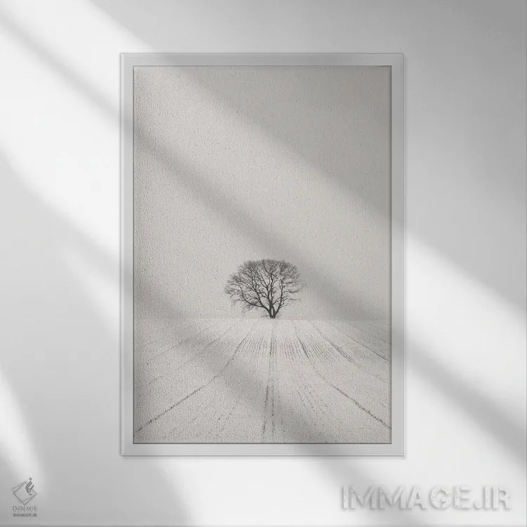 تابلو دکوراتیو کویر سفید اثر لنا وایسبک - نمای قابدار سفید