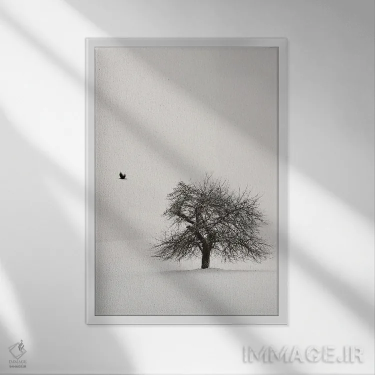 تابلو دکوراتیو درخت گیلاس کهنسال ۲ اثر لنا وایسبک - نمای قابدار سفید