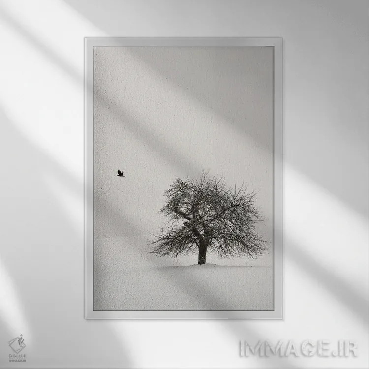 تابلو دکوراتیو درخت گیلاس کهنسال ۲ اثر لنا وایسبک - نمای قابدار سفید