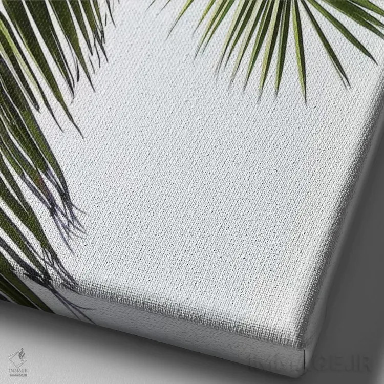 تابلو دکوراتیو برگ های نخل اثر لکسی گر ایر - نمای نزدیک بافت بوم
