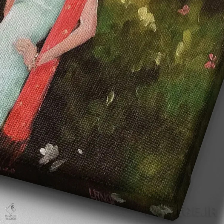 تابلو دکوراتیو شامپاین در بعدازظهر اثر لیزا فینچ - نمای نزدیک بافت بوم