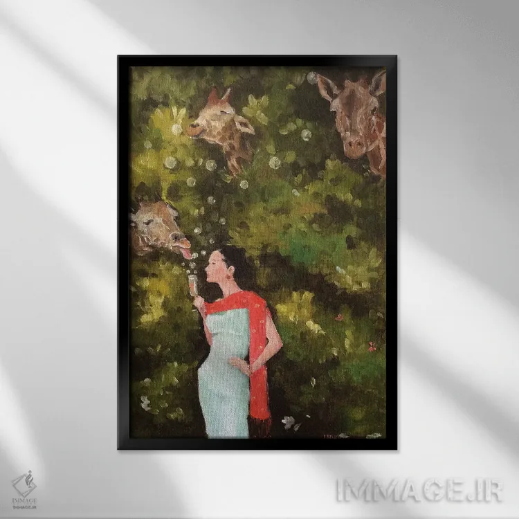 تابلو دکوراتیو شامپاین در بعدازظهر اثر لیزا فینچ - نمای قابدار مشکی