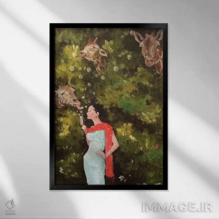 تابلو دکوراتیو شامپاین در بعدازظهر اثر لیزا فینچ - نمای قابدار مشکی