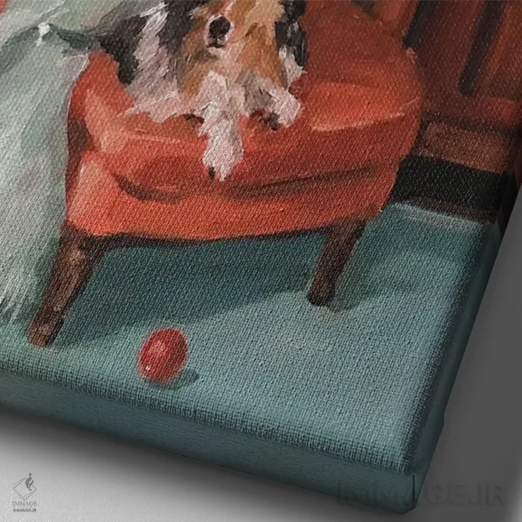 تابلو دکوراتیو توپ قرمز اثر لیزا فینچ - نمای نزدیک بافت بوم