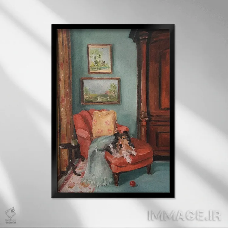 تابلو دکوراتیو توپ قرمز اثر لیزا فینچ - نمای قابدار مشکی