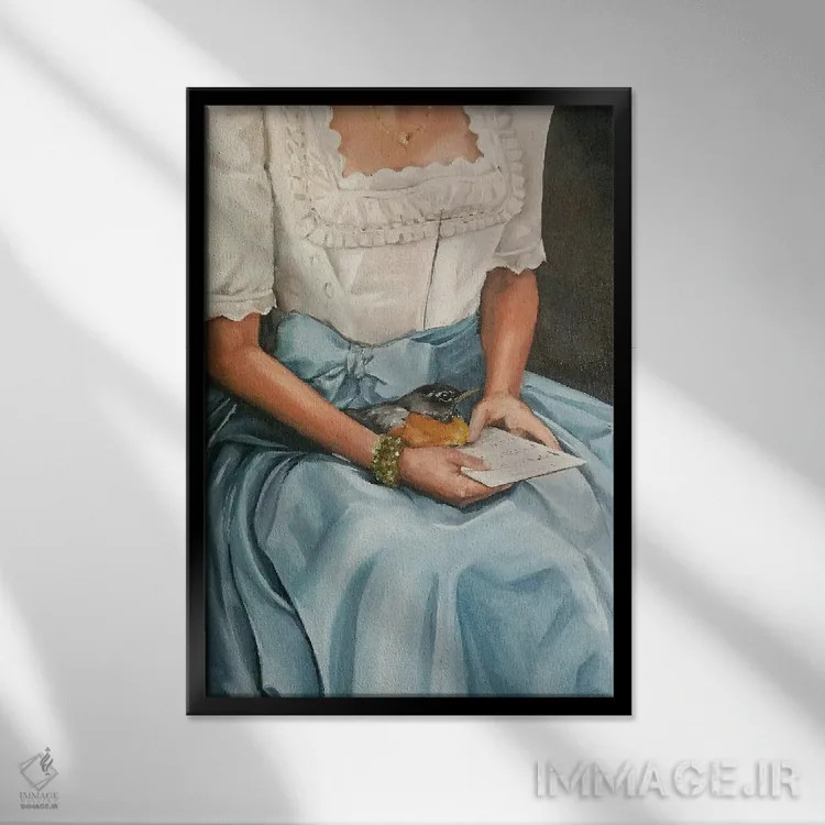 تابلو دکوراتیو آواز سینه سرخ اثر لیزا فینچ - نمای قابدار مشکی