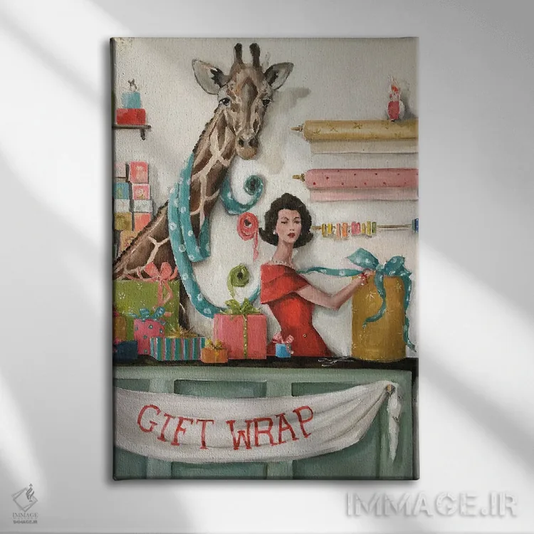 تابلو دکوراتیو ریبونیر بزرگ مشبک اثر لیزا فینچ - نمای روبهرو روی دیوار