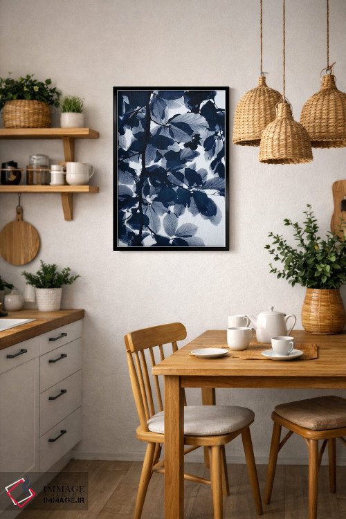 تابلو دکوراتیو برگ های نیلی اثر لکسی گر ایر - D6B