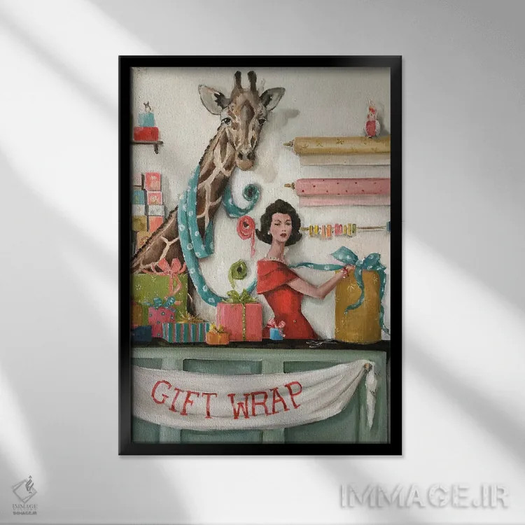 تابلو دکوراتیو ریبونیر بزرگ مشبک اثر لیزا فینچ - نمای قابدار مشکی