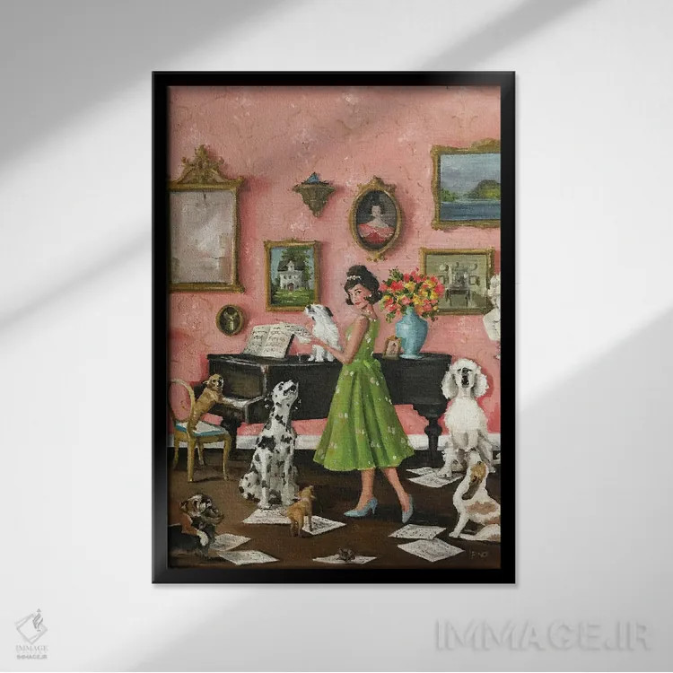 تابلو دکوراتیو آواز اتفاقی و دلنشین اثر لیزا فینچ - نمای قابدار مشکی