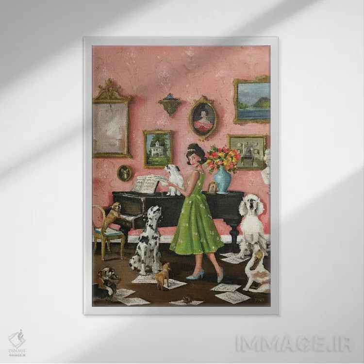 تابلو دکوراتیو آواز اتفاقی و دلنشین اثر لیزا فینچ - نمای قابدار سفید
