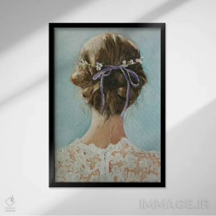 تابلو دکوراتیو دختر اسطوخودوس اثر لیزا فینچ - نمای قابدار مشکی