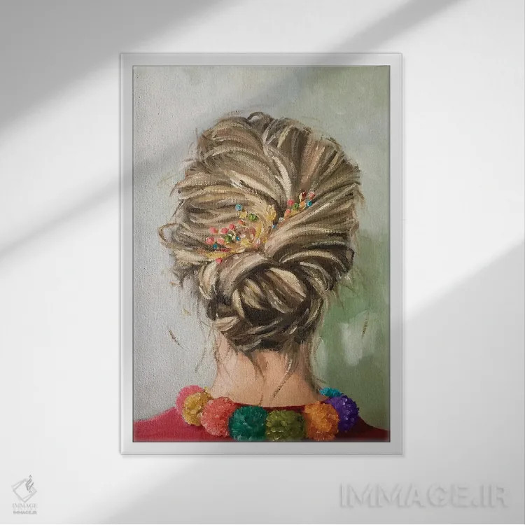 تابلو دکوراتیو پوم پوم ها اثر لیزا فینچ - نمای قابدار سفید