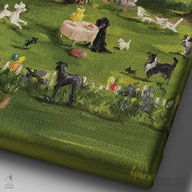 تابلو دکوراتیو سرگرمی تابستانی اثر لیزا فینچ - نمای نزدیک بافت بوم