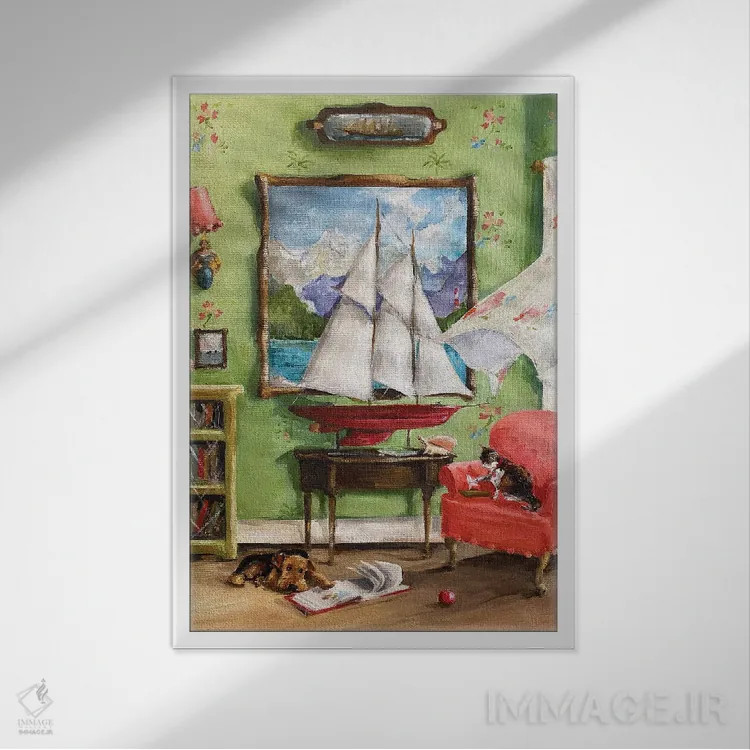 تابلو دکوراتیو داستان های دریا اثر لیزا فینچ - نمای قابدار سفید