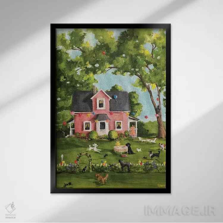 تابلو دکوراتیو سرگرمی تابستانی اثر لیزا فینچ - نمای قابدار مشکی