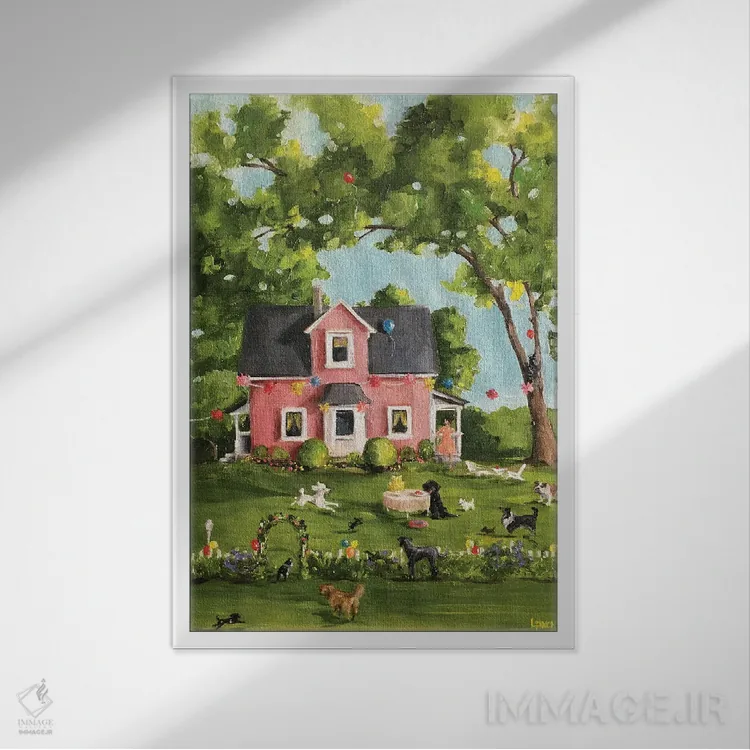 تابلو دکوراتیو سرگرمی تابستانی اثر لیزا فینچ - نمای قابدار سفید