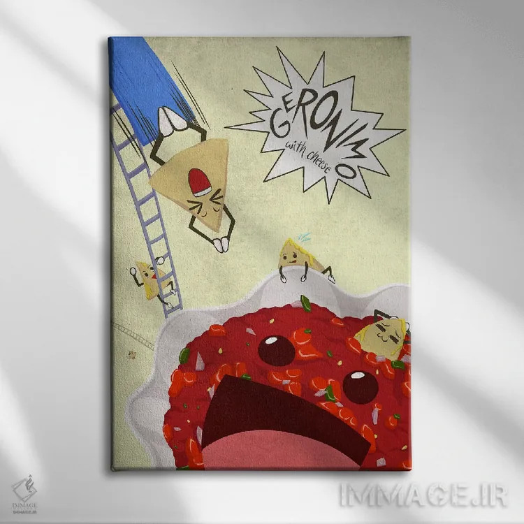 تابلو دکوراتیو غوطه ور خوشمزه اثر فایو بای فایو کالکتیو - نمای روبهرو روی دیوار