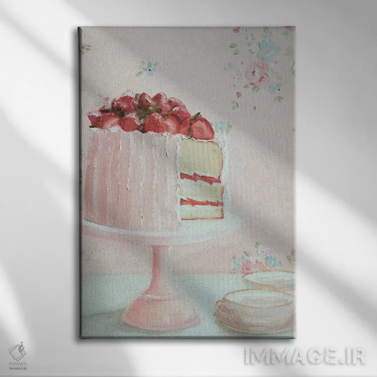 تابلو دکوراتیو بعدازظهر توت فرنگی اثر لیزا فینچ - نمای روبهرو روی دیوار