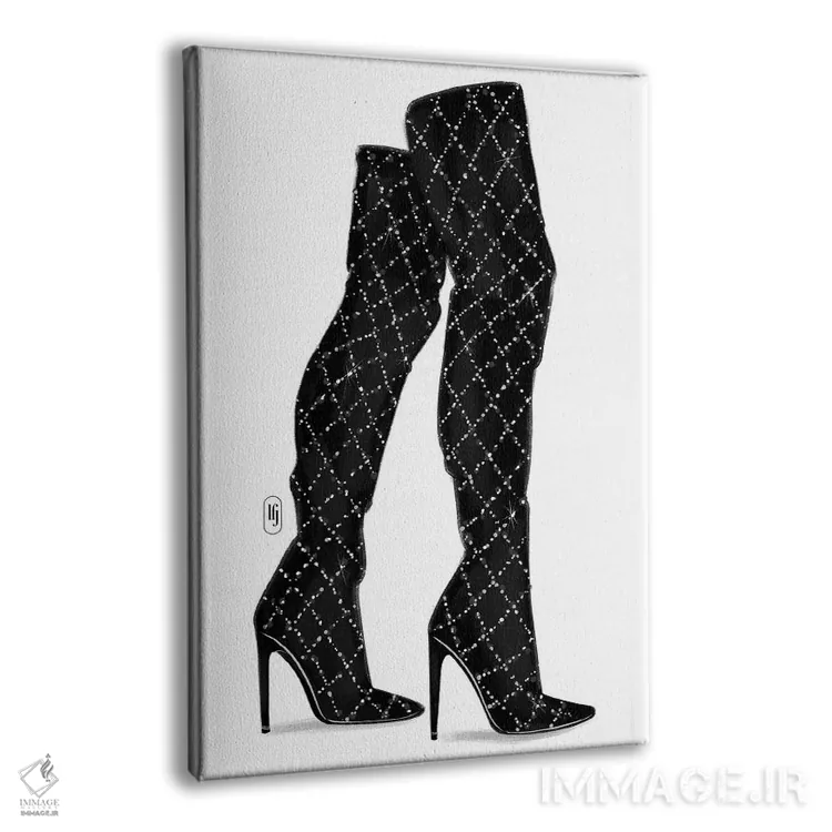 تابلو دکوراتیو چکمه های بلند براق اثر لا فم ژوژو - نمای پرسپکتیو محصول