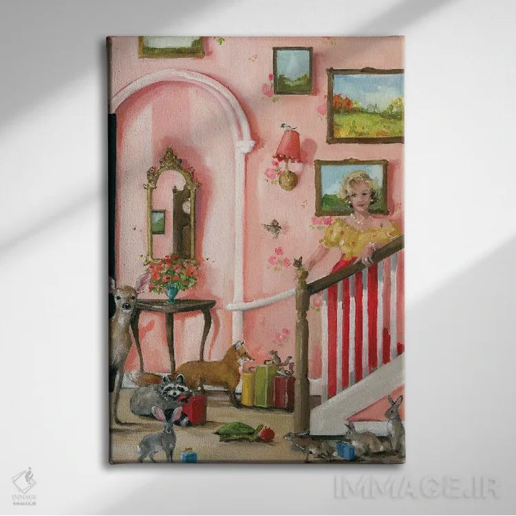 تابلو دکوراتیو آخر هفته در کلبه رز اثر لیزا فینچ - نمای روبهرو روی دیوار