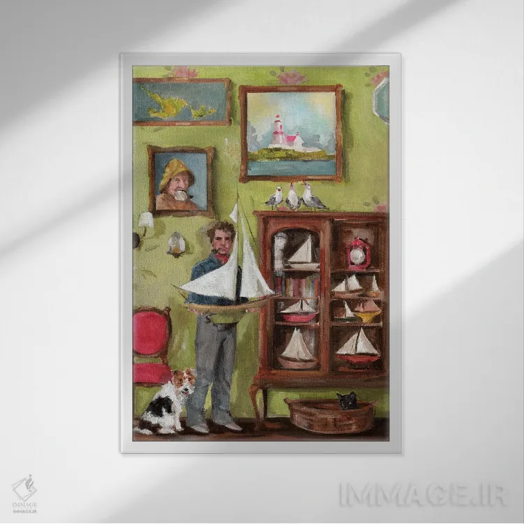 تابلو دکوراتیو نگهبان فانوس دریایی اثر لیزا فینچ - نمای قابدار سفید