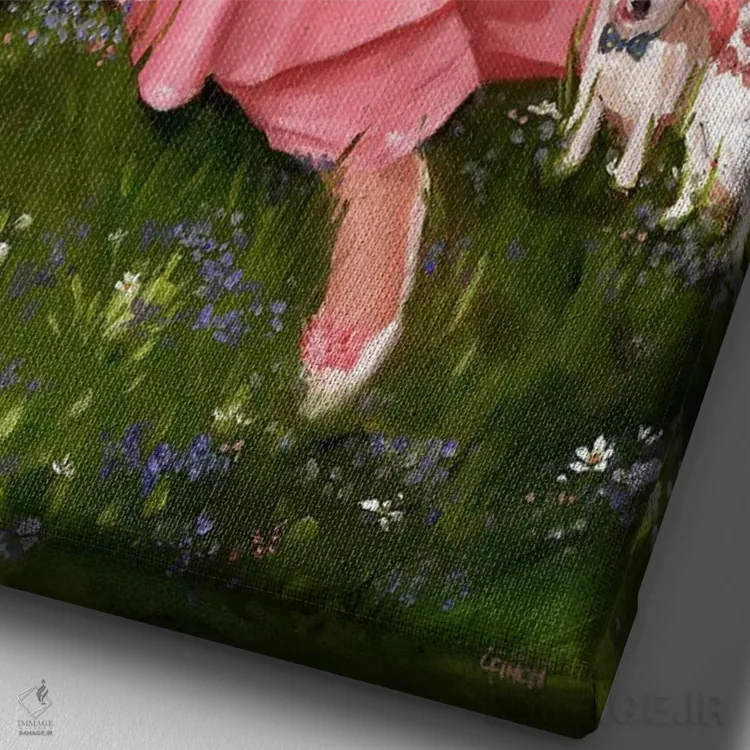 تابلو دکوراتیو مهمانی باغی اثر لیزا فینچ - نمای نزدیک بافت بوم