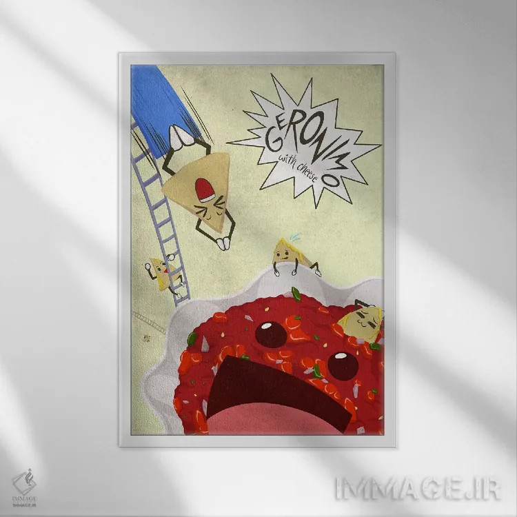 تابلو دکوراتیو غوطه ور خوشمزه اثر فایو بای فایو کالکتیو - نمای قابدار سفید