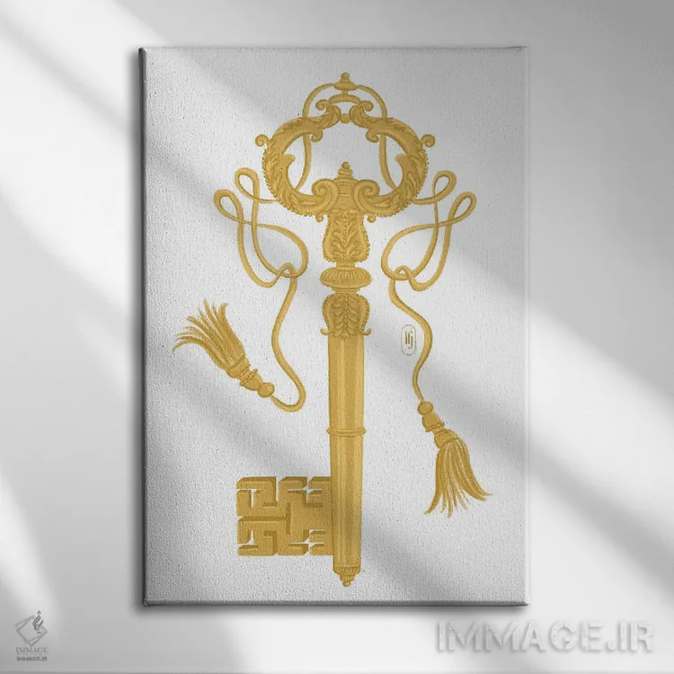 تابلو دکوراتیو کلید طلایی اثر لا فم ژوژو - نمای روبهرو روی دیوار