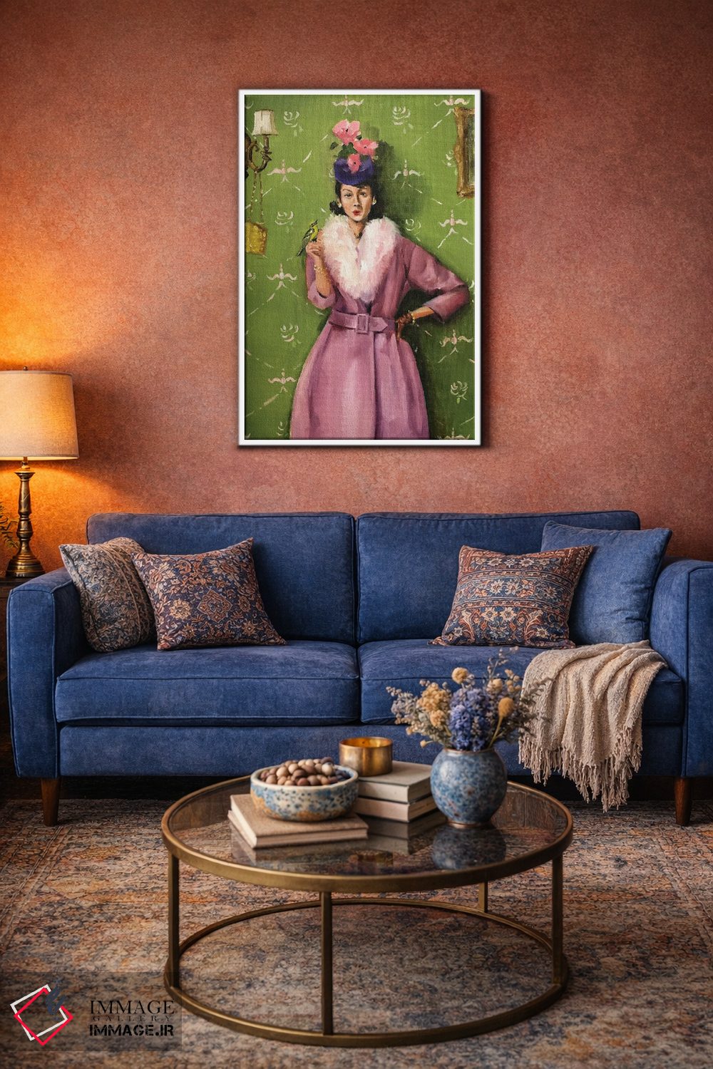 تابلو مدرن سوت زن و مرغ آوازخوان اثر لیزا فینچ - D3W