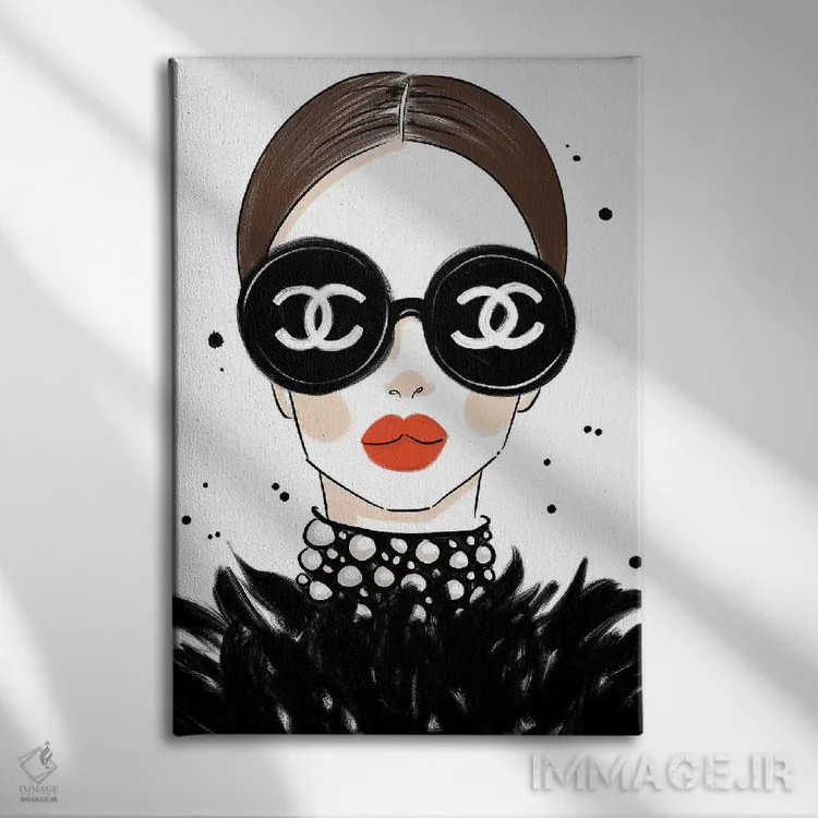 تابلو دکوراتیو عینک آفتابی شنل اثر لا فم ژوژو - نمای روبهرو روی دیوار