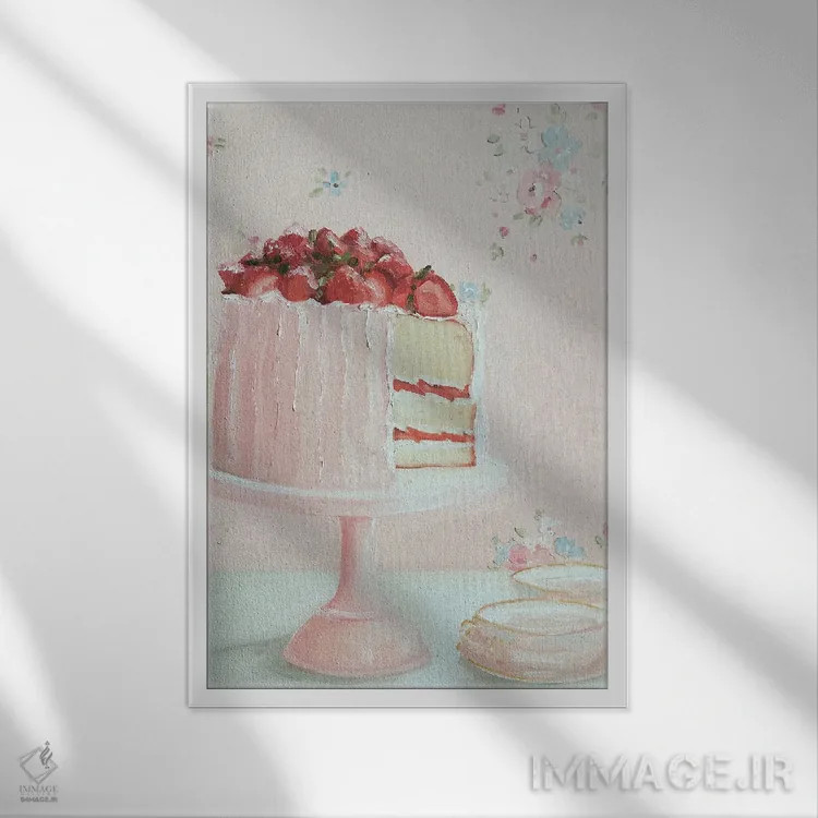 تابلو دکوراتیو بعدازظهر توت فرنگی اثر لیزا فینچ - نمای قابدار سفید