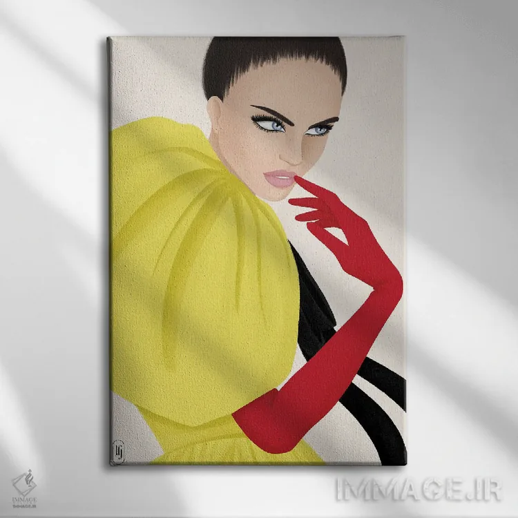 تابلو دکوراتیو دستکش قرمز اثر لا فم ژوژو - نمای روبهرو روی دیوار