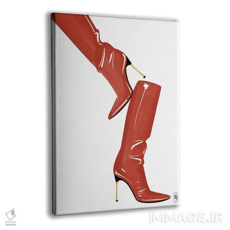 تابلو دکوراتیو چکمه های قرمز اثر لا فم ژوژو - نمای پرسپکتیو محصول