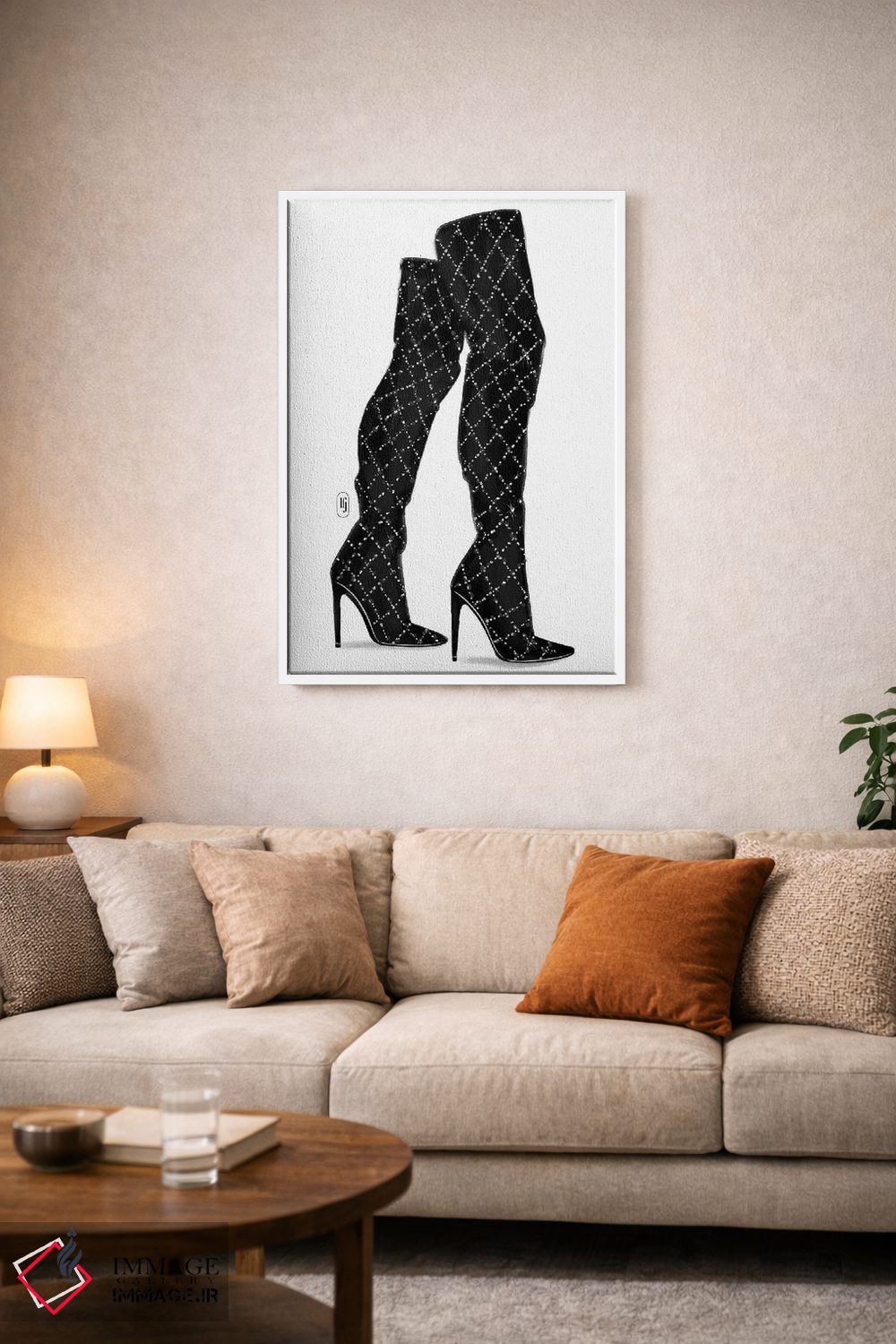 تابلو دکوراتیو چکمه های بلند براق اثر لا فم ژوژو - D3W