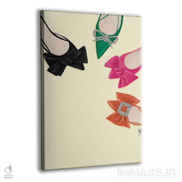 تابلو دکوراتیو کفش های پاپیونی اثر لا فم ژوژو - نمای پرسپکتیو محصول