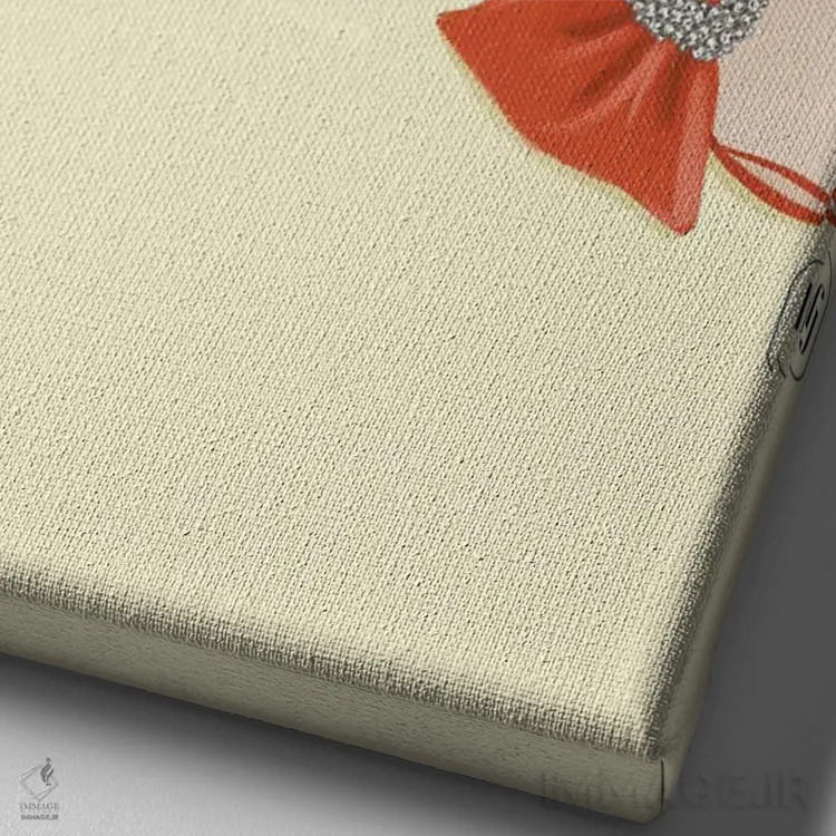 تابلو دکوراتیو کفش های پاپیونی اثر لا فم ژوژو - نمای نزدیک بافت بوم