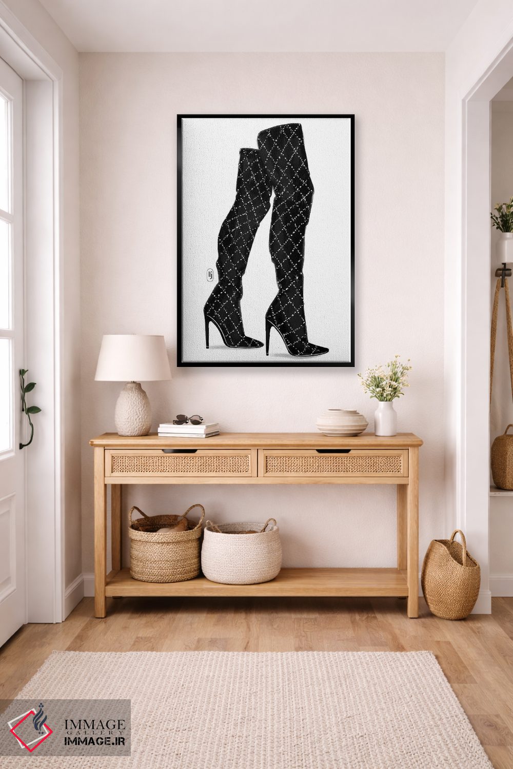 تابلو دکوراتیو چکمه های بلند براق اثر لا فم ژوژو - D5B