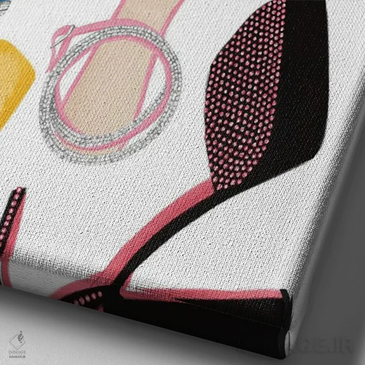 تابلو دکوراتیو دنیایی از کفش ها اثر لا فم ژوژو - نمای نزدیک بافت بوم