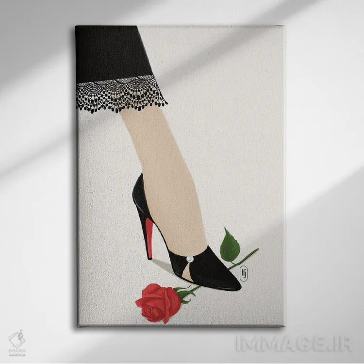 تابلو دکوراتیو گل رز اثر لا فم ژوژو - نمای روبهرو روی دیوار