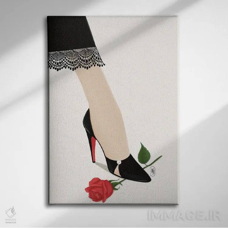 تابلو دکوراتیو گل رز اثر لا فم ژوژو - نمای روبهرو روی دیوار