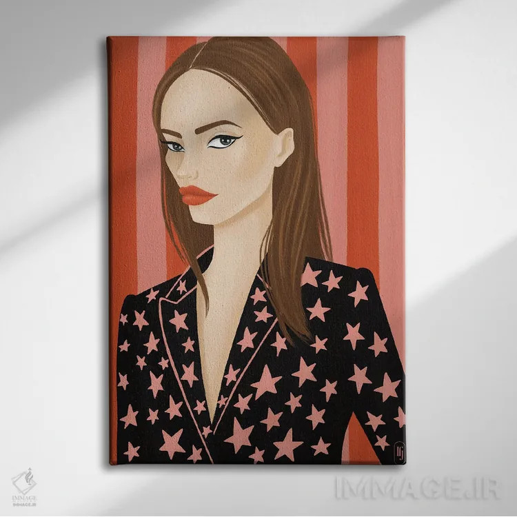 تابلو دکوراتیو ستاره ها و راه راه ها اثر لا فم ژوژو - نمای روبهرو روی دیوار