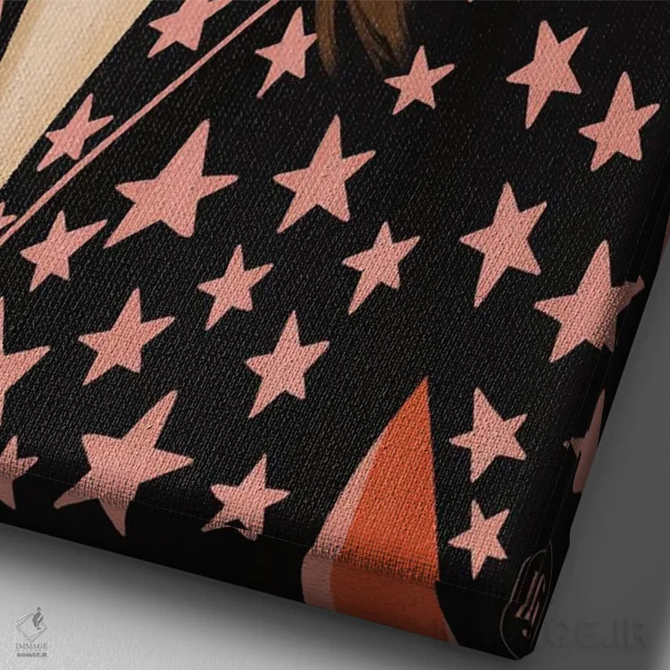 تابلو دکوراتیو ستاره ها و راه راه ها اثر لا فم ژوژو - نمای نزدیک بافت بوم