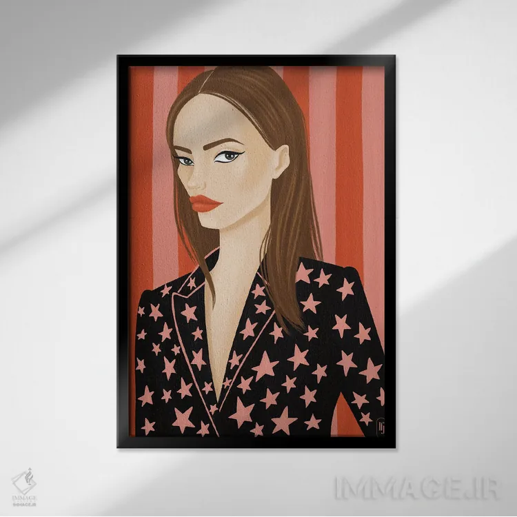 تابلو دکوراتیو ستاره ها و راه راه ها اثر لا فم ژوژو - نمای قابدار مشکی