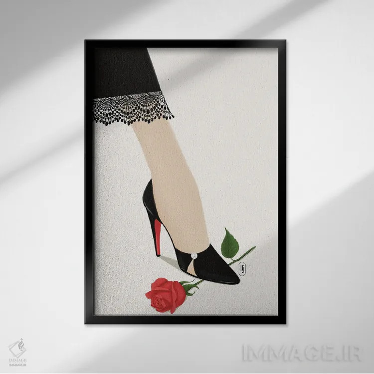 تابلو دکوراتیو گل رز اثر لا فم ژوژو - نمای قابدار مشکی