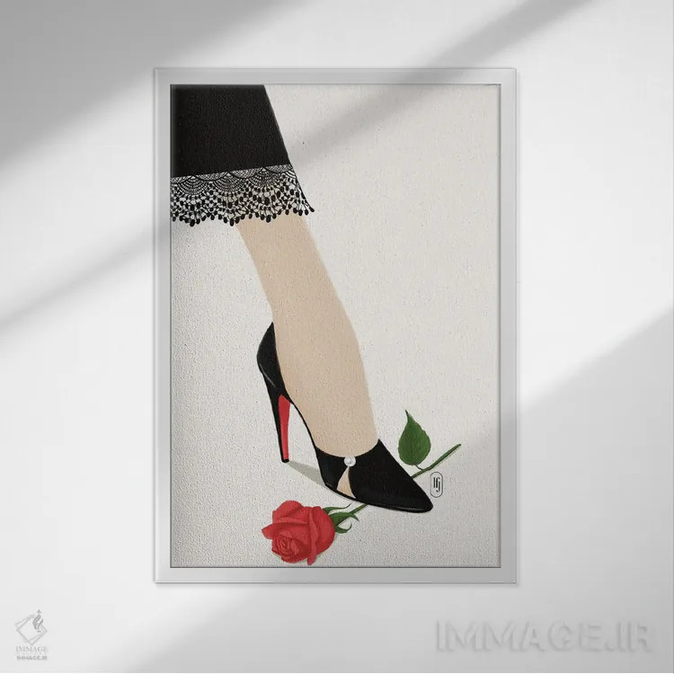 تابلو دکوراتیو گل رز اثر لا فم ژوژو - نمای قابدار سفید