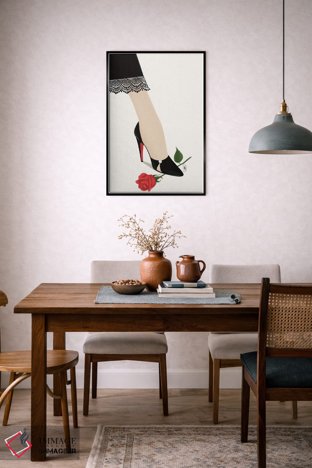 تابلو دکوراتیو گل رز اثر لا فم ژوژو - D6B